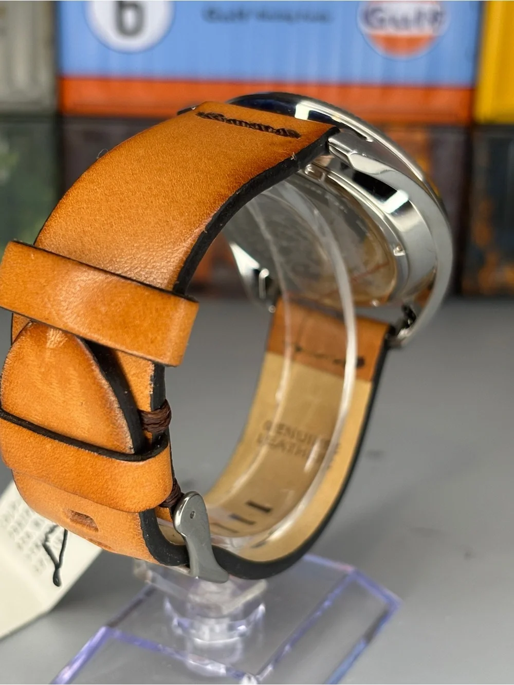 Diesel Black Dial Watch with Tan Leather Strap 43mm